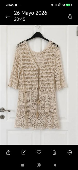 Vestido playero crochet beige estilo ibicenco