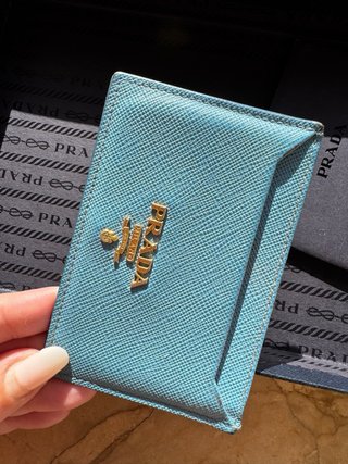 Tarjetero Prada Saffiano Azul Celeste Original
