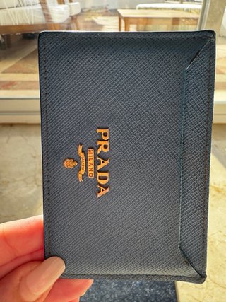 Tarjetero Prada Saffiano Azul Celeste Original