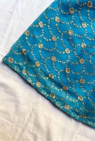 Falda Y2K mujer azul con detalles dorados