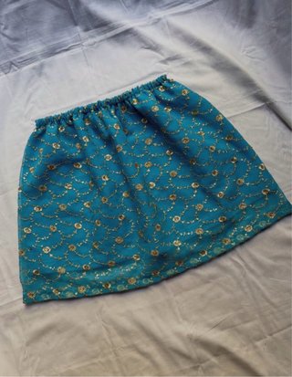 Falda Y2K mujer azul con detalles dorados