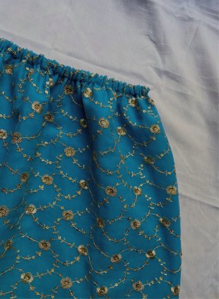 Falda Y2K mujer azul con detalles dorados