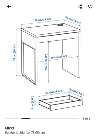 Escritorio Ikea MICKE Blanco