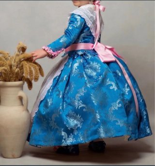 Traje Fallera Niña Azul y Blanco