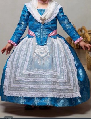Traje Fallera Niña Azul y Blanco