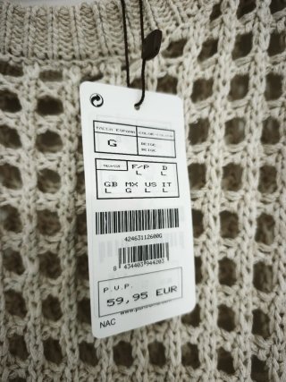 Jersey Punto Roma beige talla G nuevo