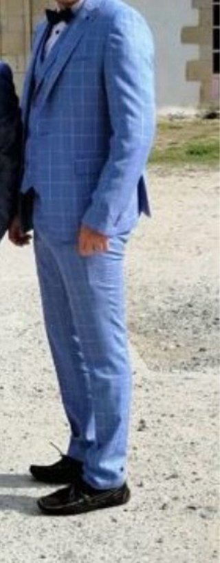 Traje de chico a cuadros azul y blanco