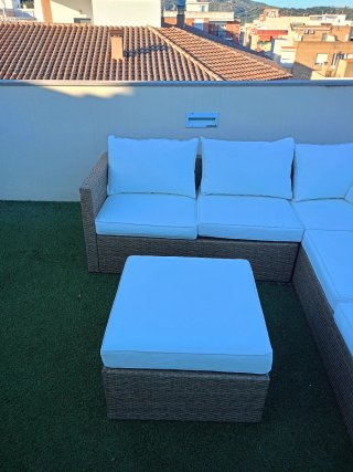 Conjunto Muebles Jardín Ratán y Cojines