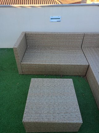 Conjunto Muebles Jardín Ratán y Cojines