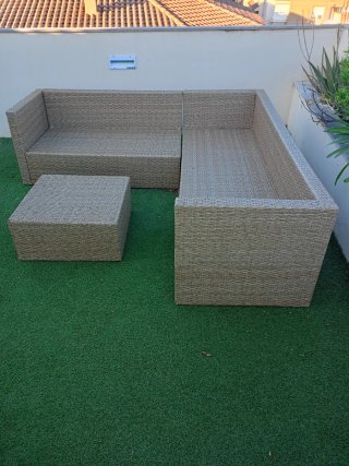 Conjunto Muebles Jardín Ratán y Cojines