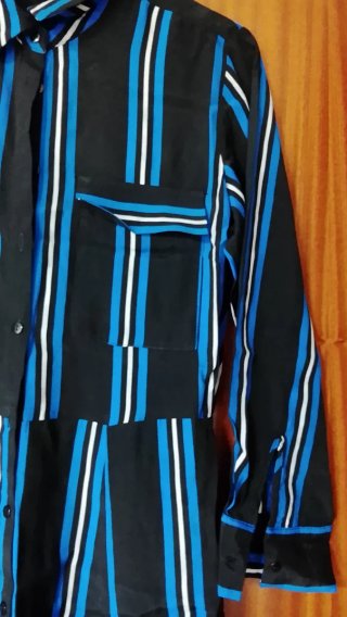 Vestido largo Mango rayas azul y negro