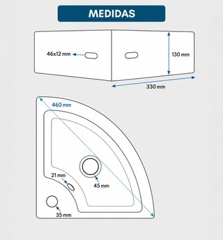 Lavamanos Esquinero Blanco con Accesorios