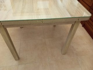 Mesa de comedor cristal y madera