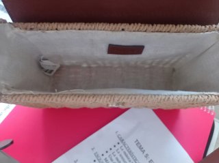 Bolso Mujer Parfois Paja y Piel Marrón
