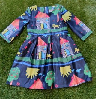 Vestido infantil estampado casas