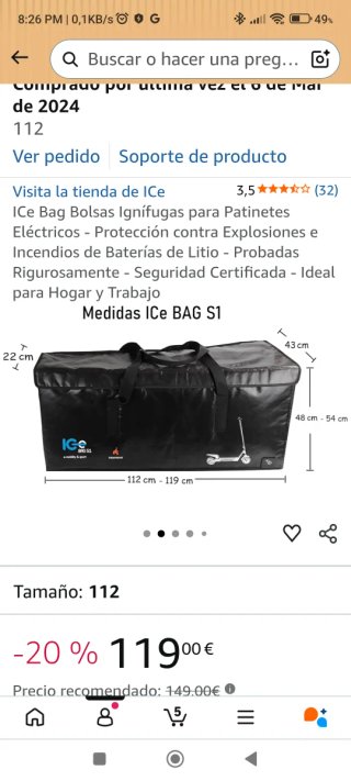 Patinete eléctrico funda ignífuga