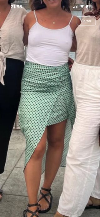 Falda Zara lunares pistacho