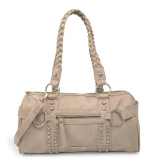 Bolso City Bag bowling de hombro beige tachuelas