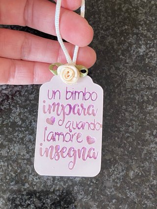 Targhetta gesso ceramico Un bimbo impara...