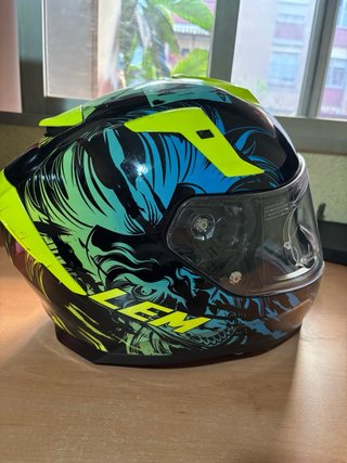 Casco Moto Negro/Verde/Azul TALLA M