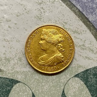 100 Reales Oro Reina Isabel II 1860 España
