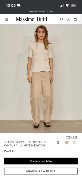 Massimo Dutti Jeans Barrel Beige Talla M