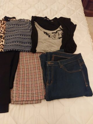 6 pantalones y 5 camisetas mujer t.M-L