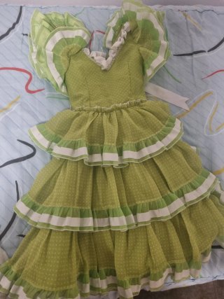 Vestido Flamenca Niña Verde Lunares