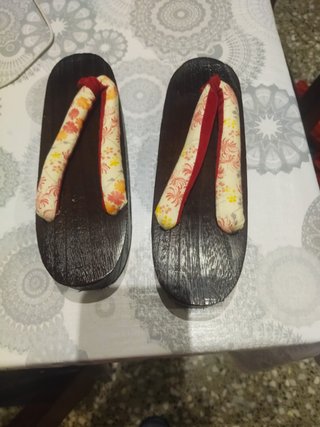 Sandalias Geta Japonesas Madera y Seda