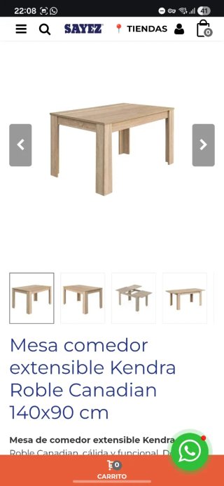 Mesa comedor extensible madera