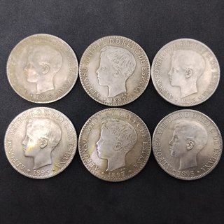🇪🇦ALFONSO XIII 6 MONEDAS PUERTO RICO / FILIPINAS