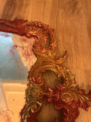 Espejo decorativo vintage rojo y dorado