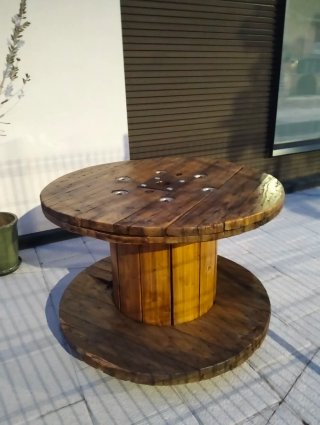 Mesa Bobina Madera Rústica