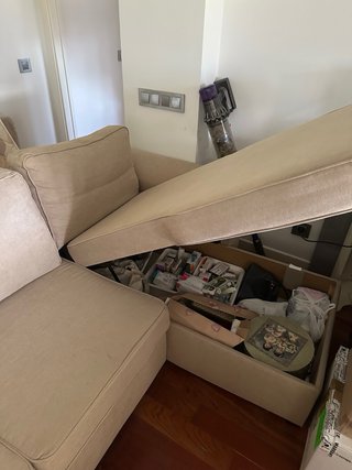 Sofá Cama Chaise Longue Beige 3 Plazas