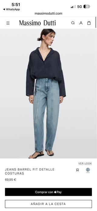 Massimo Dutti Jeans Barril Azul