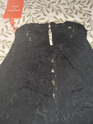Top Superdry Negro Encaje Halter Talla S