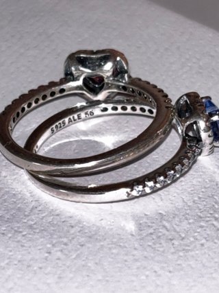 Anillos Pandora Corazón Azul y Rosa originales