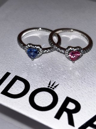 Anillos Pandora Corazón Azul y Rosa originales