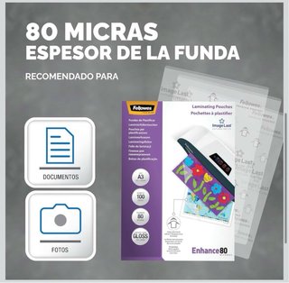 Fundas Plastificar Fellowes A3 100 uds 80 micras