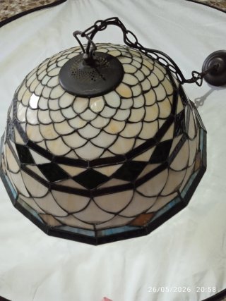 Lámpara Techo Tiffany Cristal y Metal
