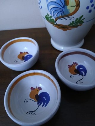 Set oliera più 3 ciotoline, artigianato Salentino