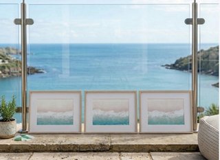 Set di 3 quadri con onde, mare e sabbia