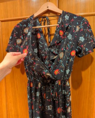 Vestido largo estampado flores M