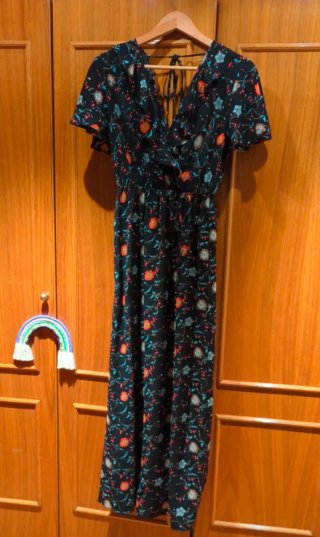 Vestido largo estampado flores M