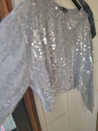 Camisola Zara Lantejoulas Cinza