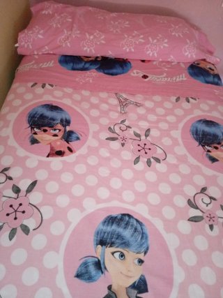 Juego sábanas rosa Lady Bug