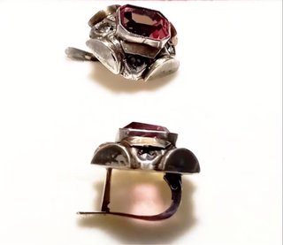 Pendientes Art Deco Rosa y Plateado