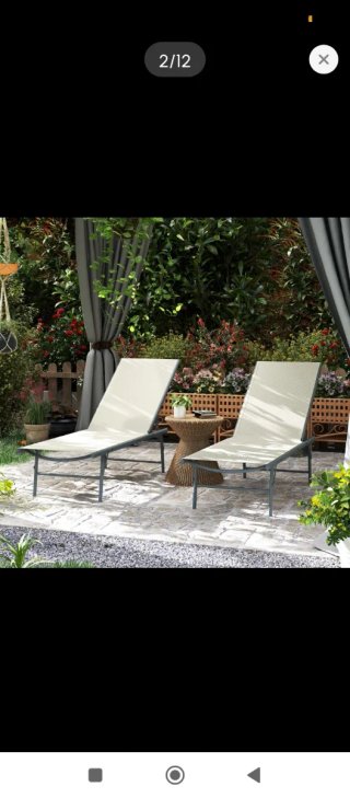 2 Lettini da Giardino Beige/Grigio