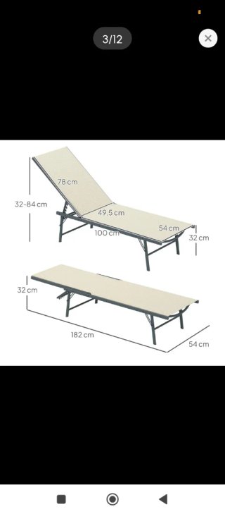 2 Lettini da Giardino Beige/Grigio