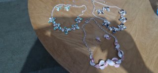 3 Conjunto Joyería Collar y Pendientes Flores